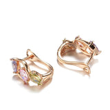 Crystal Stone Earrings Horse Eye Zircon 585 Rose Wedding Jewelry