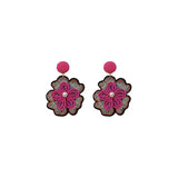 Rice Bead Flower Fabric Earrings for Women