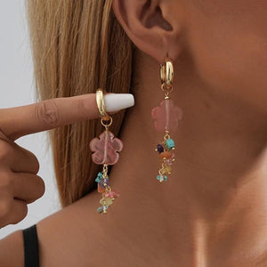 Irregular Stone Flower Pendant Earrings for Women
