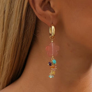 Irregular Stone Flower Pendant Earrings for Women