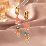 Irregular Stone Flower Pendant Earrings for Women