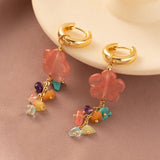 Irregular Stone Flower Pendant Earrings for Women