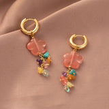 Irregular Stone Flower Pendant Earrings for Women
