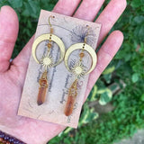 Golden Sunburst Quartz Earrings