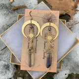Golden Sunburst Quartz Earrings