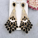 Green Emerald Rhinestone Chandelier Earrings for Women