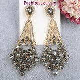 Green Emerald Rhinestone Chandelier Earrings for Women