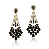 Green Emerald Rhinestone Chandelier Earrings for Women