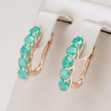 Kinel Hot Emerald Round Cut Drop Earrings for Women Natural Zircon