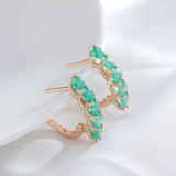 Kinel Hot Emerald Round Cut Drop Earrings for Women Natural Zircon