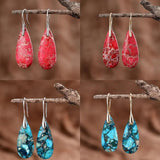 Vintage Stone Water Drop Dangle Earrings for Women Girls