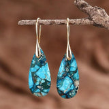 Vintage Stone Water Drop Dangle Earrings for Women Girls