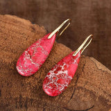 Vintage Stone Water Drop Dangle Earrings for Women Girls