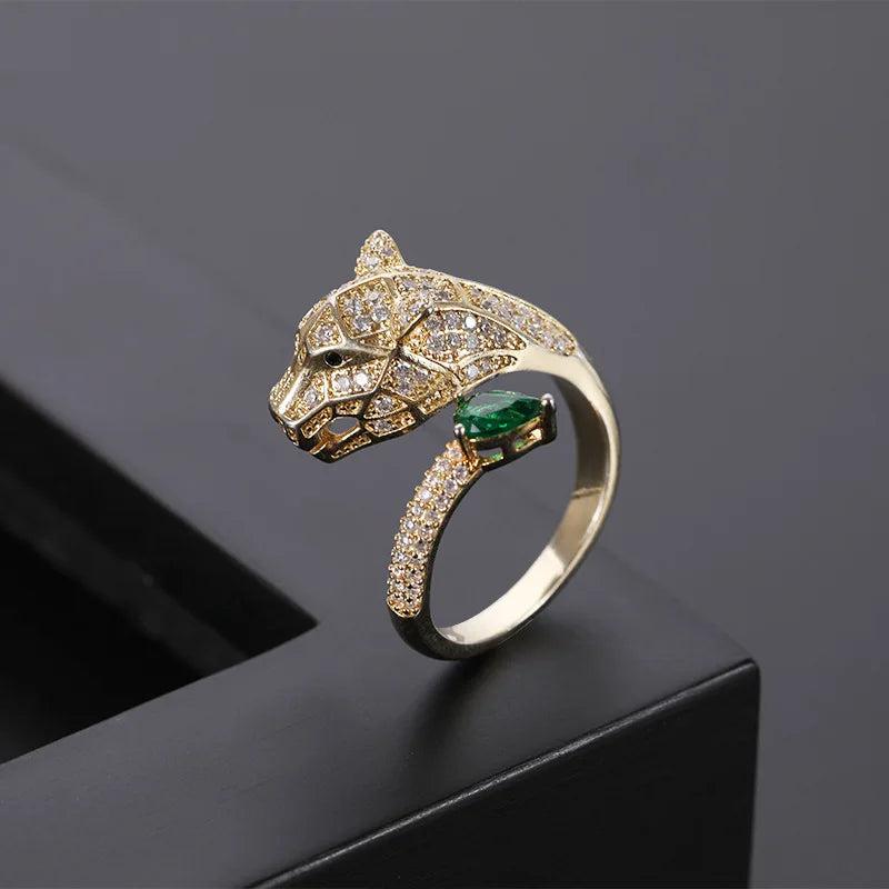 Personality Leopard Head Resizable Ring Hip Hop Punk Wedding Rings for Women Men