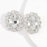 Bohemia Colorful Crystal Oval Square Gemstone Stud Earrings