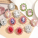 Bohemia Colorful Crystal Oval Square Gemstone Stud Earrings