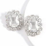 Bohemia Colorful Crystal Oval Square Gemstone Stud Earrings