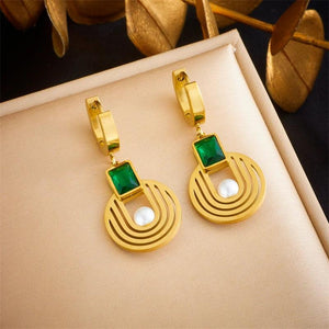 316L Stainless Steel Turquoise Pendant Earrings for Women