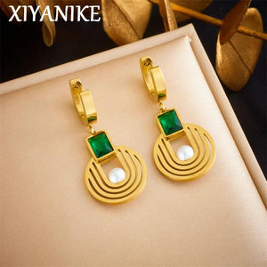 316L Stainless Steel Turquoise Pendant Earrings for Women