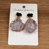12 Colors Natural Stone Irregular Crystal Agates Earrings 20x25-25x35mm