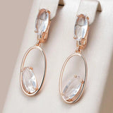 Kinel Clear Crystal Drop Earrings 585 Rose Geometric Fine Jewelry