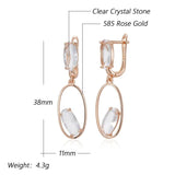 Kinel Clear Crystal Drop Earrings 585 Rose Geometric Fine Jewelry