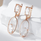 Kinel Clear Crystal Drop Earrings 585 Rose Geometric Fine Jewelry