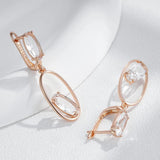 Kinel Clear Crystal Drop Earrings 585 Rose Geometric Fine Jewelry