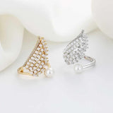 Pearl Zircon Wing Rings For Women Feather Opening Ring Christmas Punk Jewelry