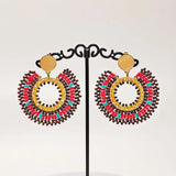 Bohemia Rice Bead Earrings Crystal Roundness Sunflower Color Hand Knitting