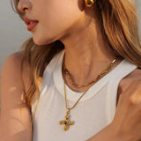 Fashion Stainless Steel Cross Dangle Earrings - Women