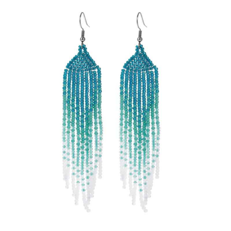 Kaseakia Seed Bead Tassel Drop Earrings, Boho Chandelier Dangles