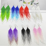 Kaseakia Seed Bead Tassel Drop Earrings, Boho Chandelier Dangles