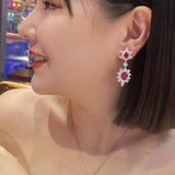 Oval Sea Topaz Long Earrings Women Jewelry