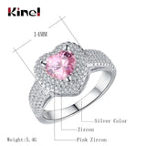 Pink Zircon Heart Ring Silver Wedding Jewelry