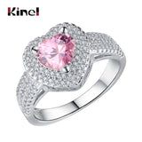 Pink Zircon Heart Ring Silver Wedding Jewelry