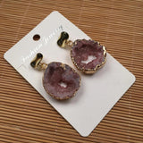 Natural Stone Earrings Irregular Shape Quartz Crystal Gemstones Drop Earrings