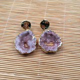 Natural Stone Earrings Irregular Shape Quartz Crystal Gemstones Drop Earrings