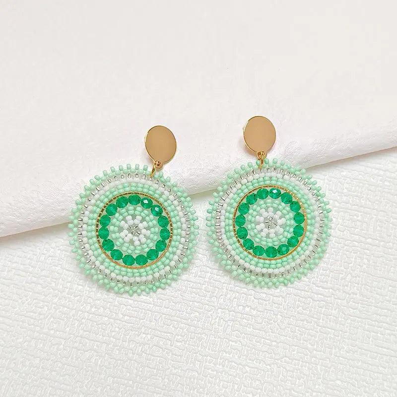 Hand-knitted Sunflower Earrings Bohemia Alloy Beads
