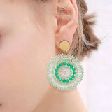 Hand-knitted Sunflower Earrings Bohemia Alloy Beads