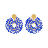 Bohemia Crystal Beaded Earrings Hand-knitted Hollow Out Design