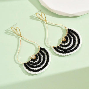 Bohemia Rice Bead Earrings Hand Knitting Multilayer Originality