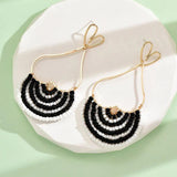 Bohemia Rice Bead Earrings Hand Knitting Multilayer Originality