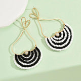 Bohemia Rice Bead Earrings Hand Knitting Multilayer Originality