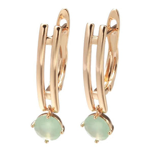 Emerald Green Zircon Earrings 585 Rose Gold Wedding Dangle Earrings