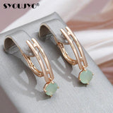 Emerald Green Zircon Earrings 585 Rose Gold Wedding Dangle Earrings