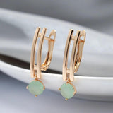 Emerald Green Zircon Earrings 585 Rose Gold Wedding Dangle Earrings