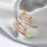 Emerald Green Zircon Earrings 585 Rose Gold Wedding Dangle Earrings