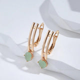 Emerald Green Zircon Earrings 585 Rose Gold Wedding Dangle Earrings