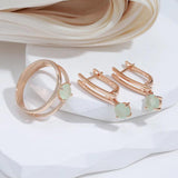 Emerald Green Zircon Earrings 585 Rose Gold Wedding Dangle Earrings